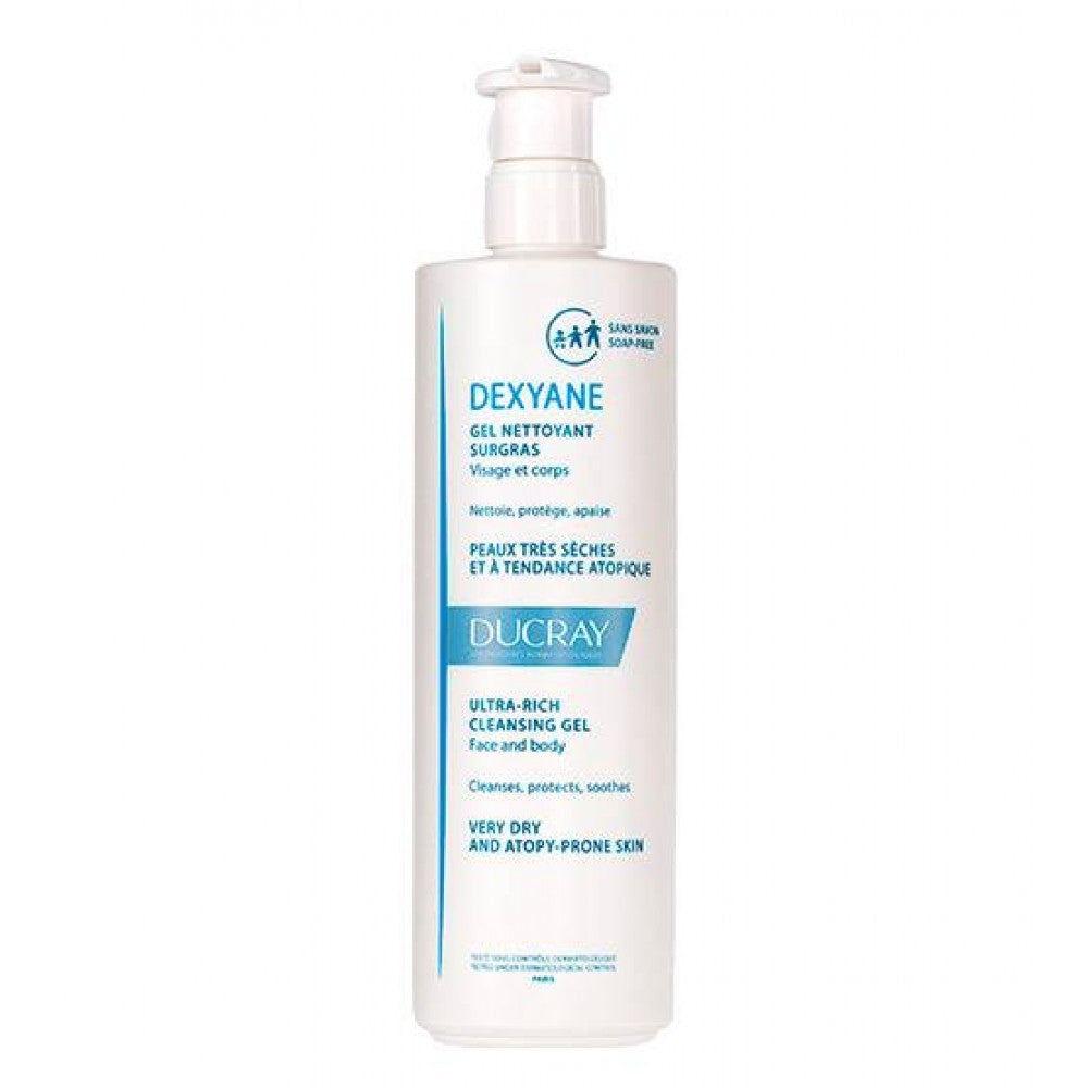 Ducray Gel de Limpeza Gordo DEXYANE, pele muito seca com tendência a eczema atópico 400 ml