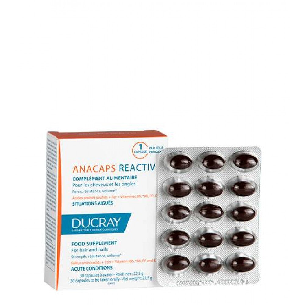 Ducray Suplemento alimentar Anacaps REACTIV, queda de cabelo reacional 30 cáps