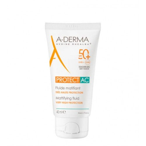 A-Derma Protect AC Fluido Matificante solar pele frágil ao sol SPF50+ 40ml
