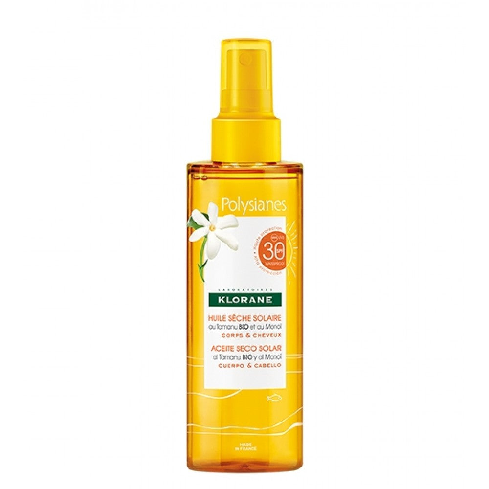 Klorane Tamanu BIO e Monoï Óleo Seco Solar SPF 30 corpo e cabelo 200ml