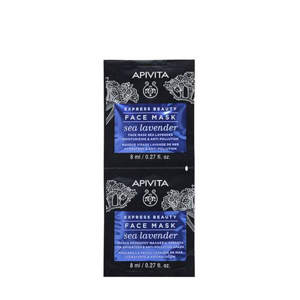 Apivita Express Beauty Máscara Facial  Hidratante & Antipoluição de Lavanda-do-Mar 2x8ml