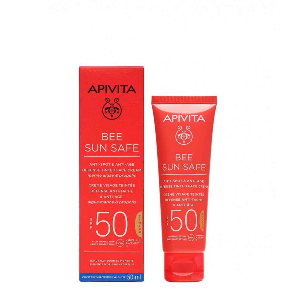 Apivita Bee Sun Safe Creme Antimanchas e Antienvelhecimento Com Cor SPF50 50ml