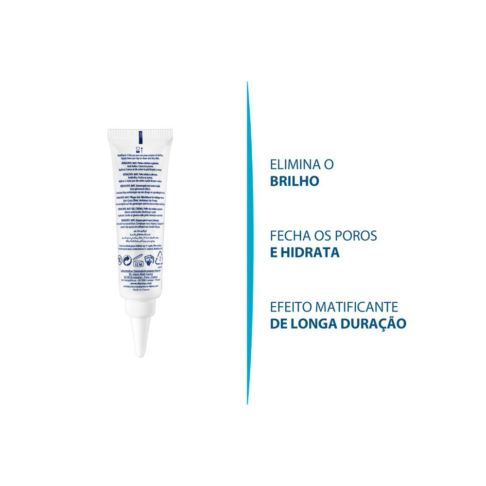 Ducray Gel Keracnyl MAT, pele mista a oleosa com efeito matificante até 12 horas 30 ml