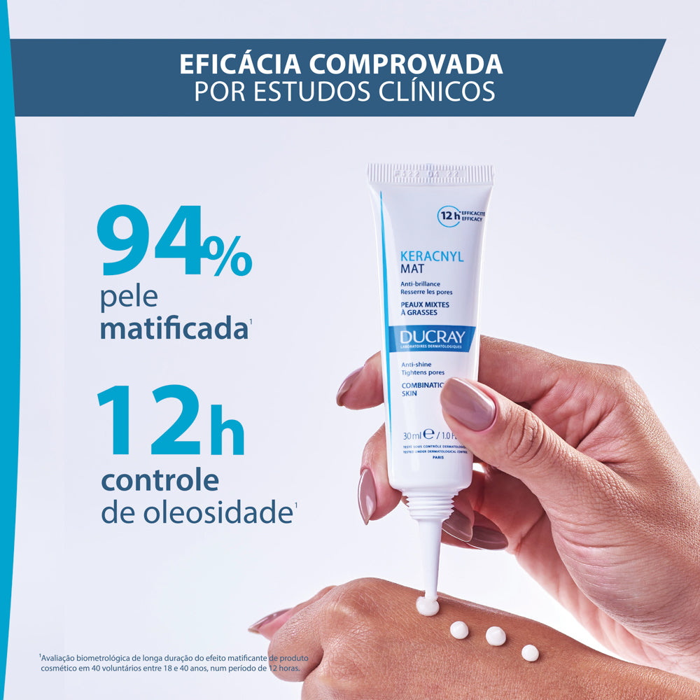 Ducray Gel Keracnyl MAT, pele mista a oleosa com efeito matificante até 12 horas 30 ml
