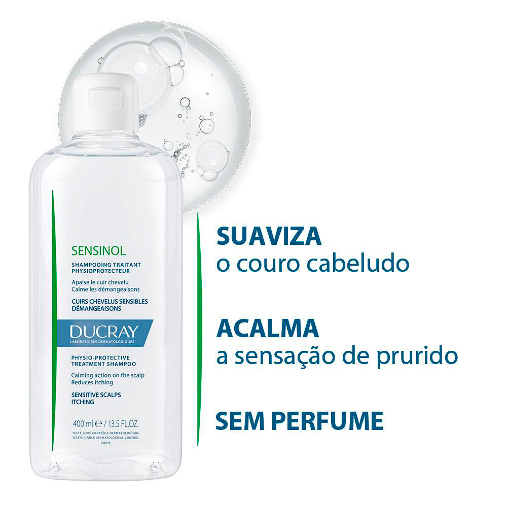 Ducray Champô de Cuidado Fisioprotetor Sensinol, couro cabeludo fragilizado sujeito a agressões 400 ml
