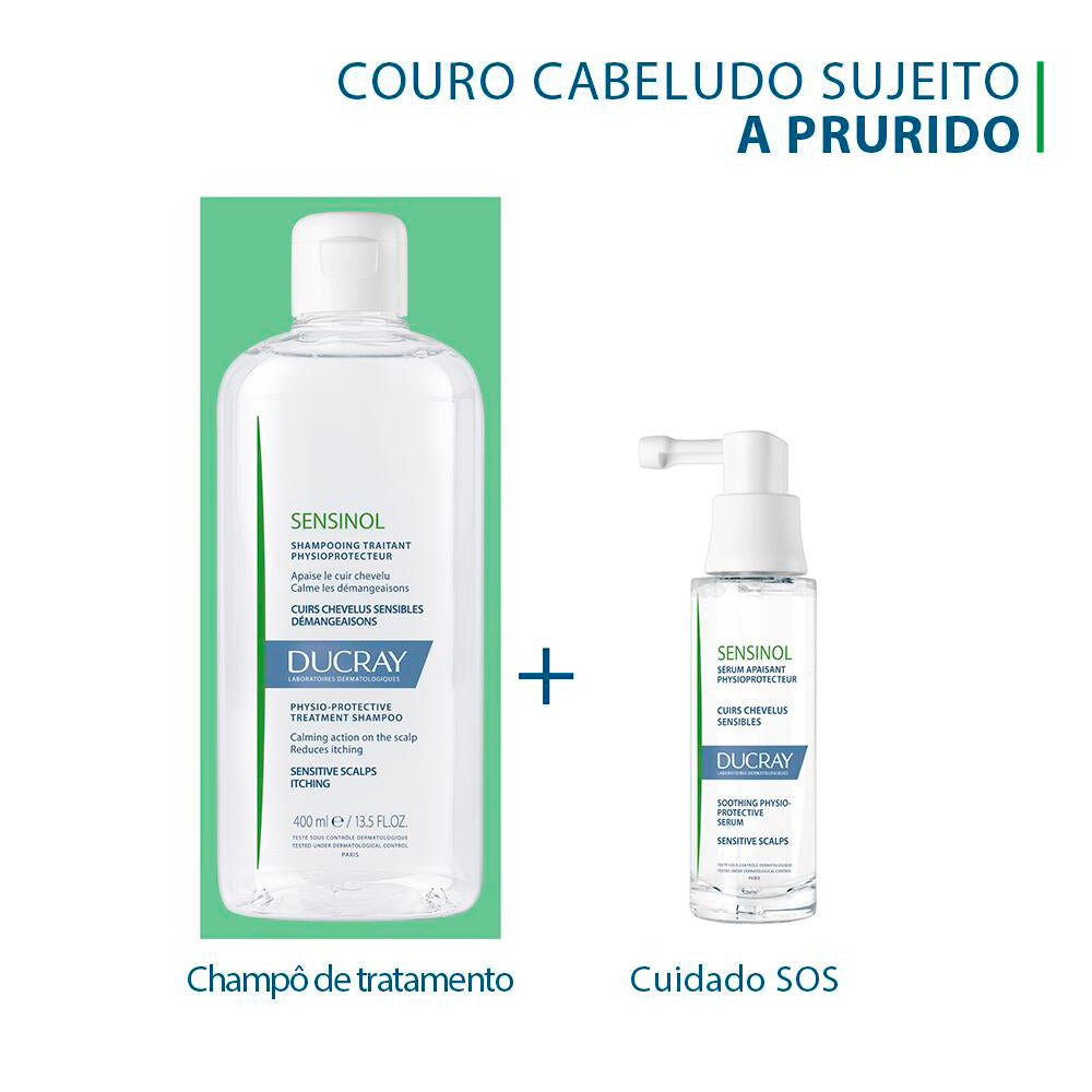 Ducray Champô de Cuidado Fisioprotetor Sensinol, couro cabeludo fragilizado sujeito a agressões 400 ml