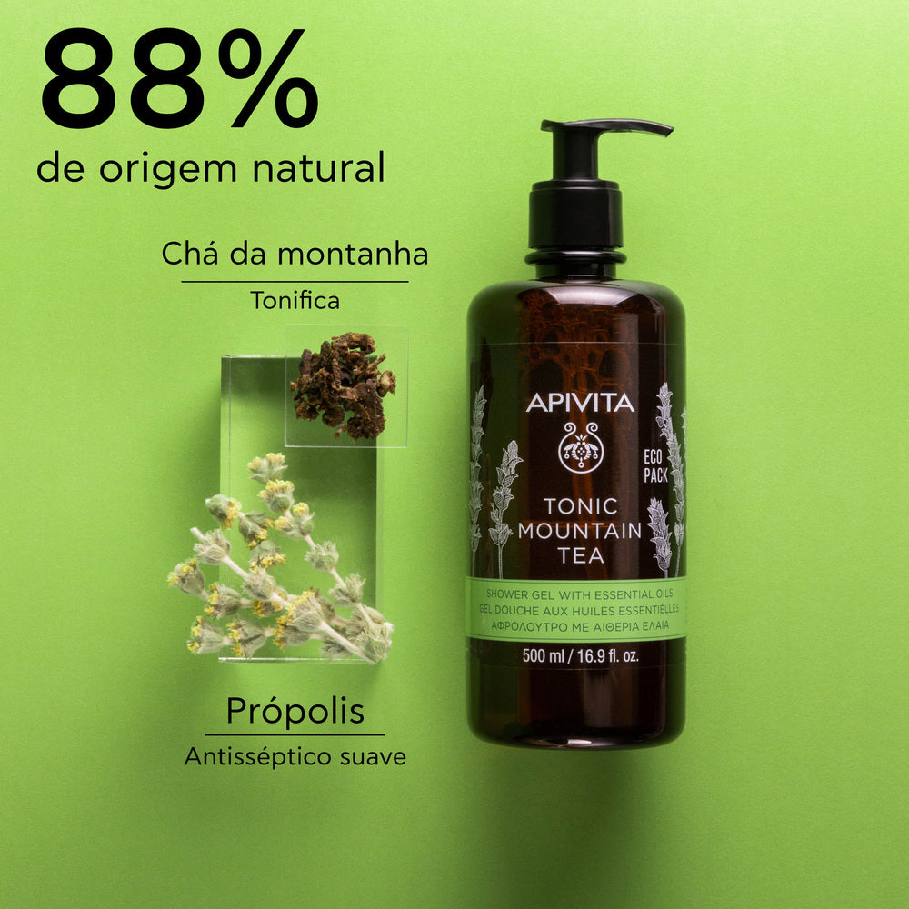 Apivita Tonic Mountain Tea Gel Banho Com Óleos Essenciais 500ml