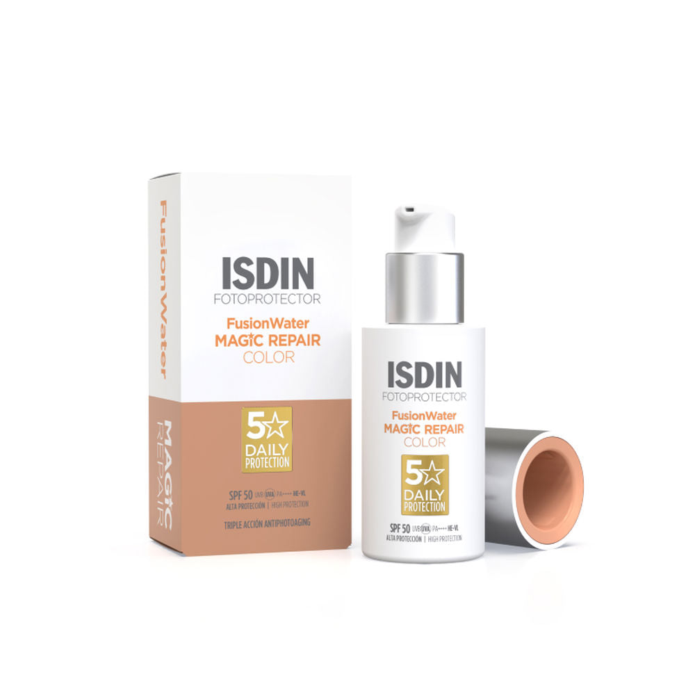 ISDIN Fotoprotector Fusion Water Magic Repair Protetor Solar com Cor SPF50 50ml